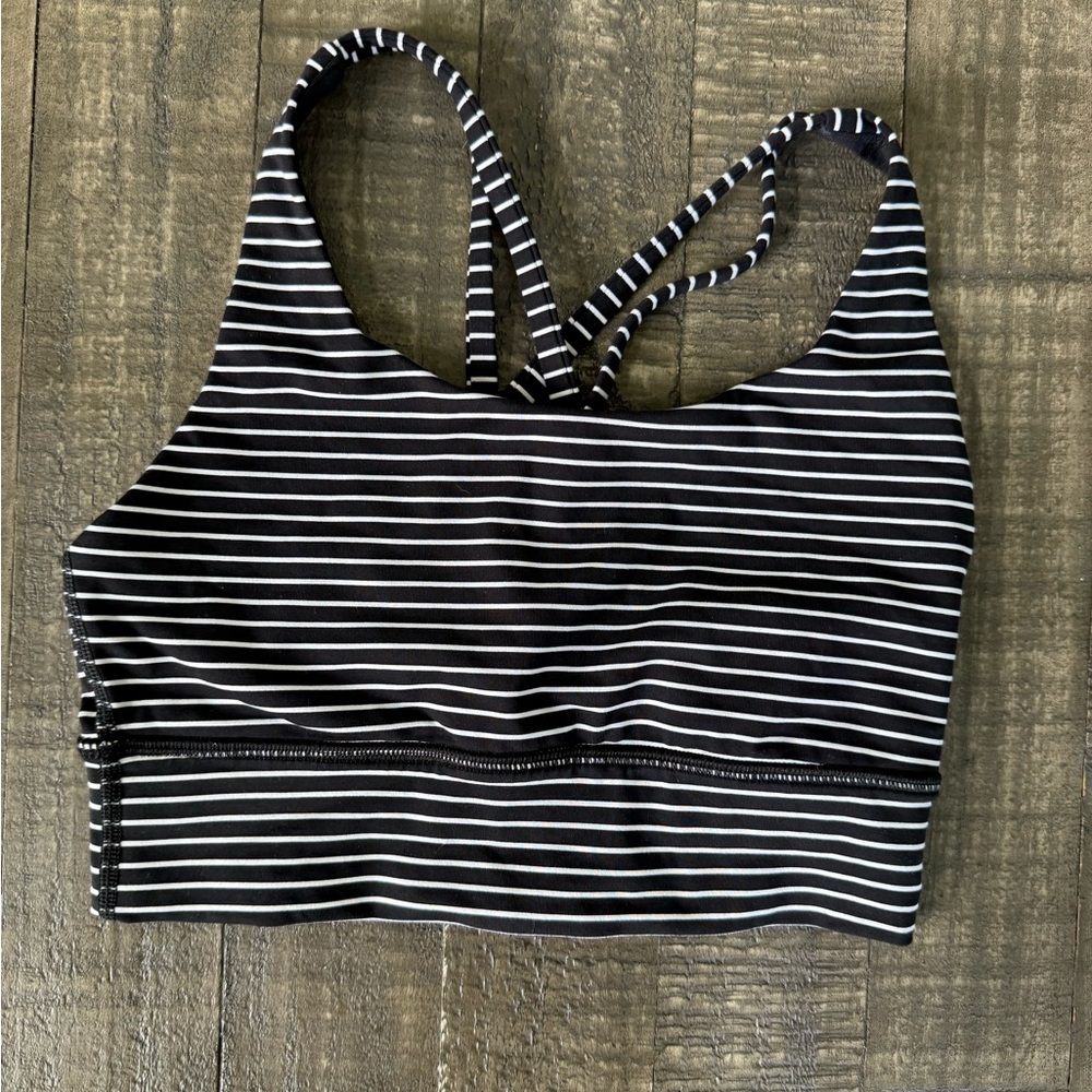 Lululemon Energy Long Line Bra Mod Stripe B/W Size 4 EUC - Picture 4 of 7